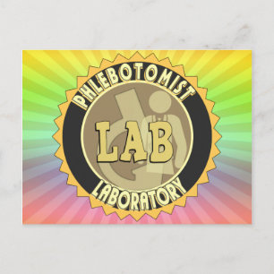 PHLEBOTOMIST LABORATORY BADGE LOGO POSTCARD