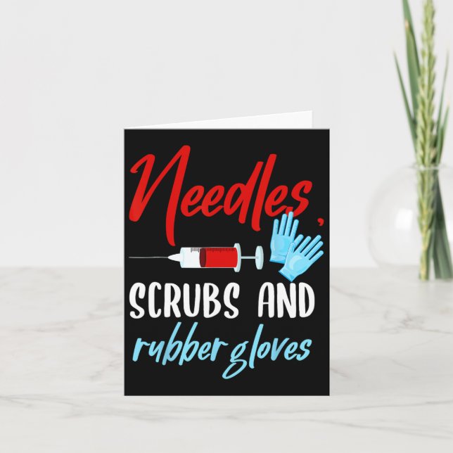 Phlebotomist Needles Scrubs Gloves Phlebotomy Tech Card (Front)