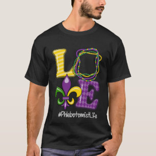 Phlebotomist Nurse Mardi Gras Leopard Festival Par T-Shirt