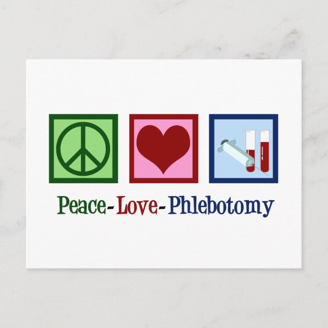 Phlebotomist Peace Love Phlebotomy Office Postcard (Front)