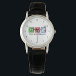 Phlebotomist Peace Love Phlebotomy Watch<br><div class="desc">A cool Phlebotomist wristwatch gift for an expert at blood draws and needles. A peace sign,  heart,  and vials of blood. Peace Love Phlebotomy watch.</div>