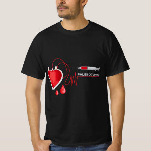 Phlebotomist Phlebotomy Syringe Veins Heart Pulse  T-Shirt