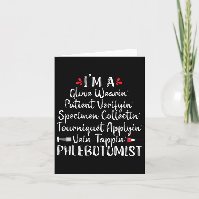 Phlebotomist Phlebotomy Technician Funny Nurse Cli Card (Front)