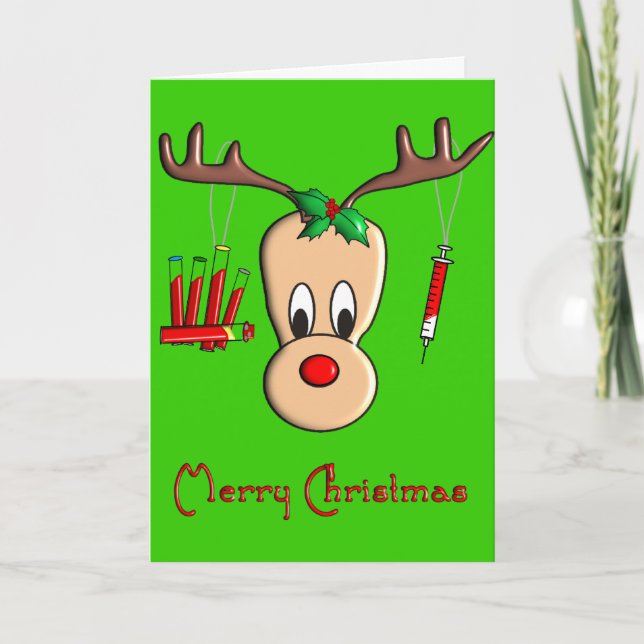 Phlebotomist Reindeer Christmas Gifts Holiday Card (Front)