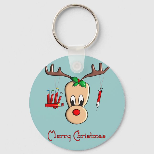 Phlebotomist Reindeer Christmas Gifts Key Ring (Front)