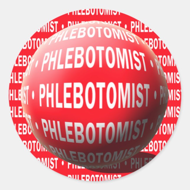 PHLEBOTOMIST SPHERE BLOOD DROP CLASSIC ROUND STICKER (Front)