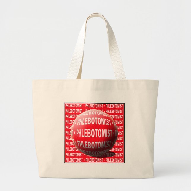 PHLEBOTOMIST SPHERE BLOOD DROP LARGE TOTE BAG (Front)