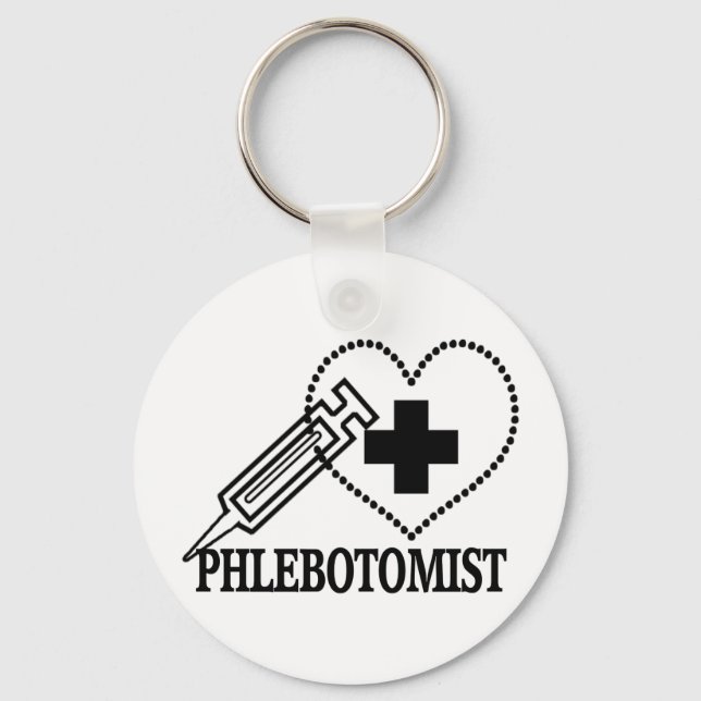 PHLEBOTOMIST - SYRINGE HEART MEDICAL KEY RING (Front)