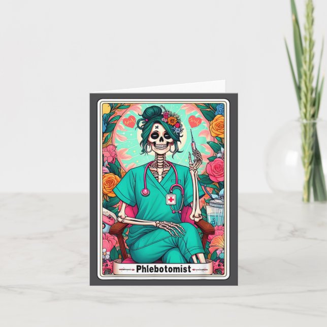 Phlebotomist Tarot Card Skeleton Phlebotomy Tech P (Front)