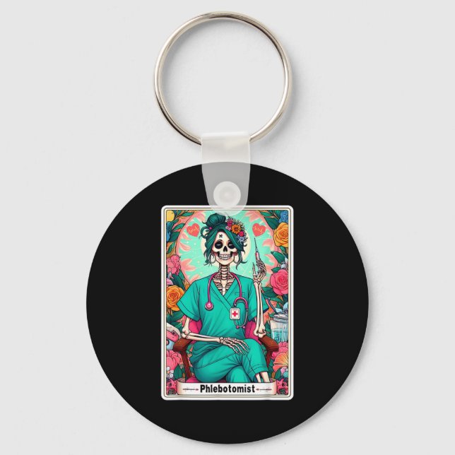 Phlebotomist Tarot Card Skeleton Phlebotomy Tech P Key Ring (Front)