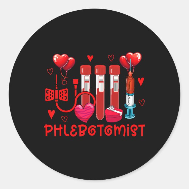 Phlebotomist Valentine's Day Phlebotomist Tools Cu Classic Round Sticker (Front)