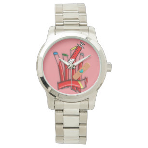 Phlebotomist Watch Artsy Blood Tubes Salmon