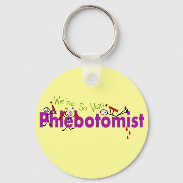 Phlebotomist "We're So Vein" Stick People Key Ring (Front)