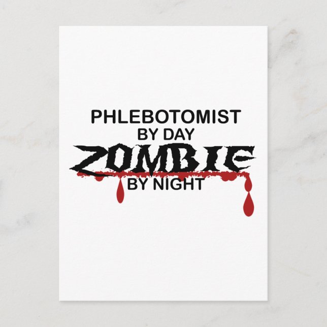 Phlebotomist Zombie Postcard (Front)