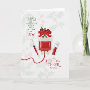 Phlebotomy Big Draw of Joy and Cheer with Name Holiday Card