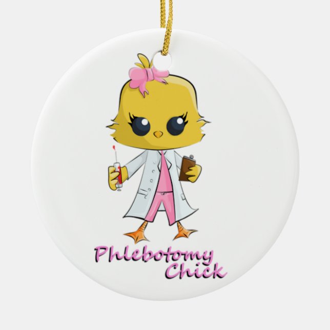Phlebotomy Chick Ceramic Tree Decoration (Front)