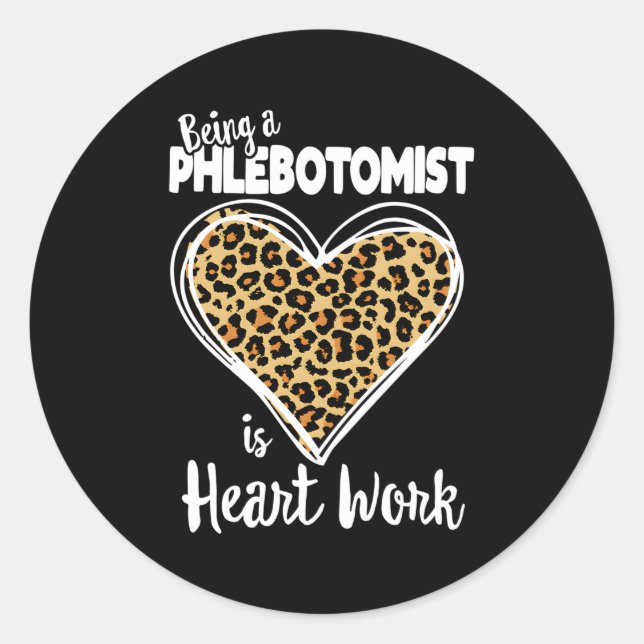 Phlebotomy Leopard Plaid For Phlebotomist Classic Round Sticker (Front)