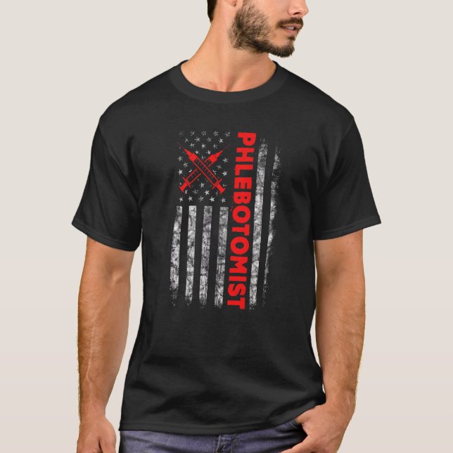 Phlebotomy Technician Phlebotomist Nurse Usa Ameri T-Shirt (Front)
