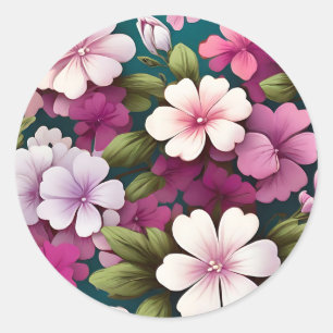 Phlox  Colorful Floral Pattern Classic Round Sticker