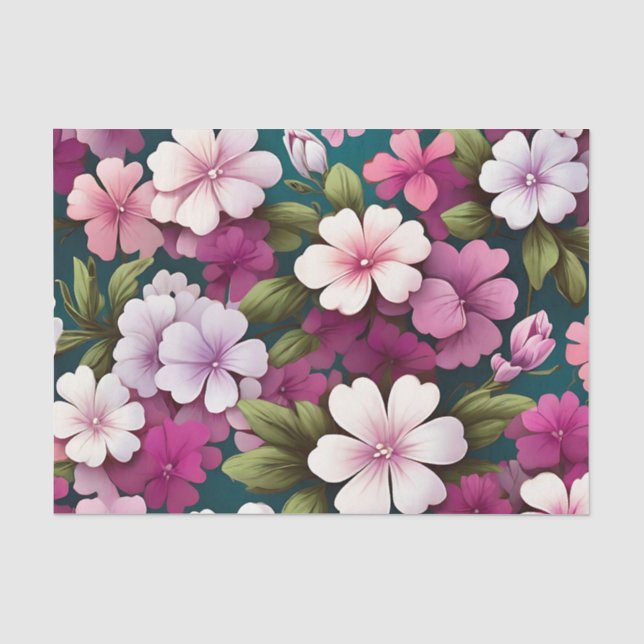 Phlox  Colourful Floral Pattern Tissue Paper (Front)