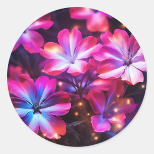 Phlox in Neon Glow Classic Round Sticker