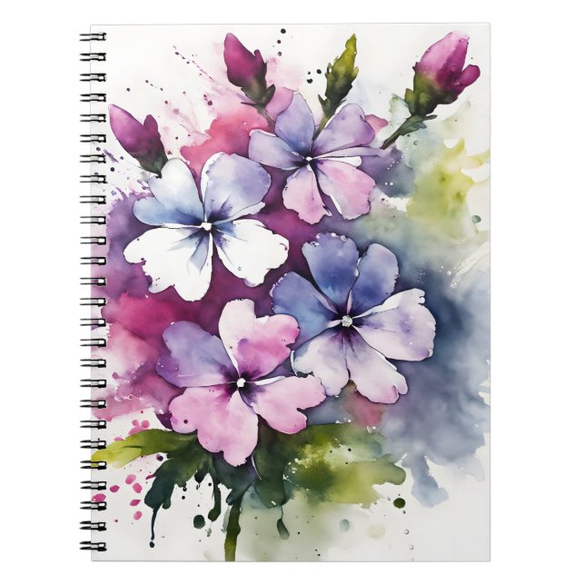 Phlox - Watercolor flowers Notebook (Front)