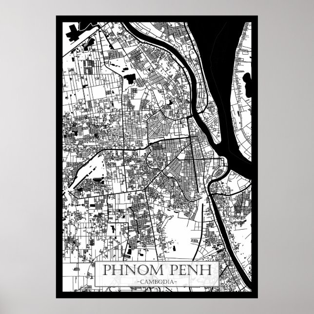Phnom Penh Cambodia City Map Poster (Front)