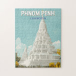 Phnom Penh Cambodia Illustration Travel Art Retro Jigsaw Puzzle<br><div class="desc">Phnom Penh retro vector travel design. Phnom Penh,  the vibrant capital of Cambodia,  blends rich Khmer heritage with modern city life,  featuring landmarks like the Royal Palace,  Silver Pagoda,  and the historic Killing Fields.</div>