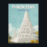Phnom Penh Cambodia Illustration Travel Art Retro Postcard<br><div class="desc">Phnom Penh retro vector travel design. Phnom Penh,  the vibrant capital of Cambodia,  blends rich Khmer heritage with modern city life,  featuring landmarks like the Royal Palace,  Silver Pagoda,  and the historic Killing Fields.</div>