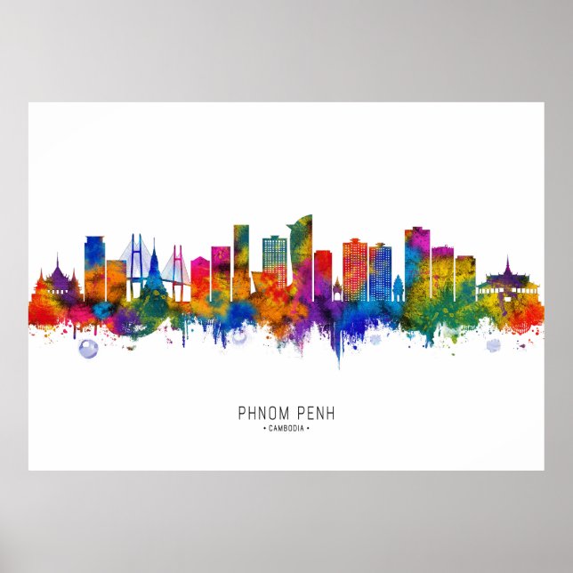 Phnom Penh Cambodia Skyline Poster (Front)