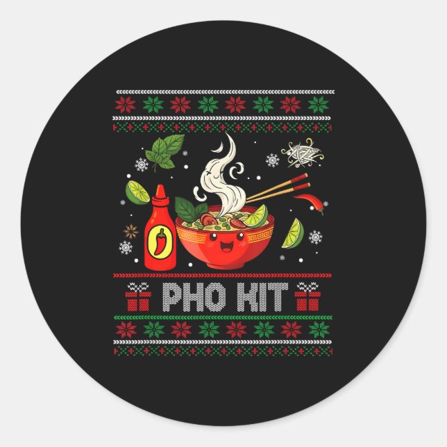Pho Kit Apparel Ugly Xmas Pajamas Matching Family  Classic Round Sticker (Front)