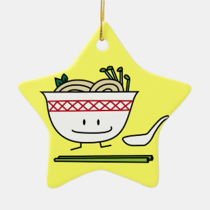 Pho Noodle Bowl Vietnam soup spoon chopsticks Ceramic Tree Decoration