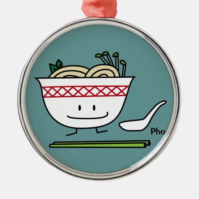 Pho Noodle Bowl Vietnam soup spoon chopsticks Metal Tree Decoration (Front)