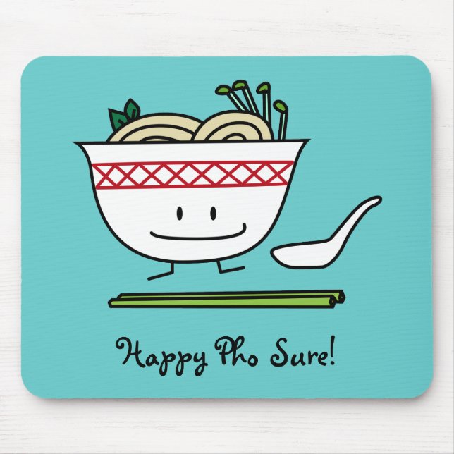 Pho Noodle Bowl Vietnam soup spoon chopsticks Mouse Pad (Front)