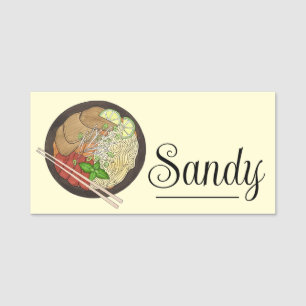 Pho Shop Noodles Chopsticks Vietnamese Restaurant Name Tag