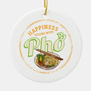 Pho Soup Retro Street Food Vintage Gourmet Vietnam Ceramic Ornament