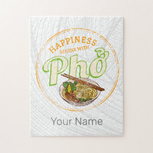 Pho Soup Retro Street Food Vintage Gourmet Vietnam Jigsaw Puzzle