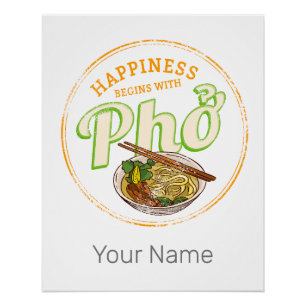 Pho Soup Retro Street Food Vintage Gourmet Vietnam Poster