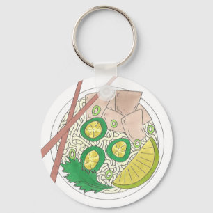 PHO Vietnamese Food Chicken Noodle Soup Chopsticks Key Ring