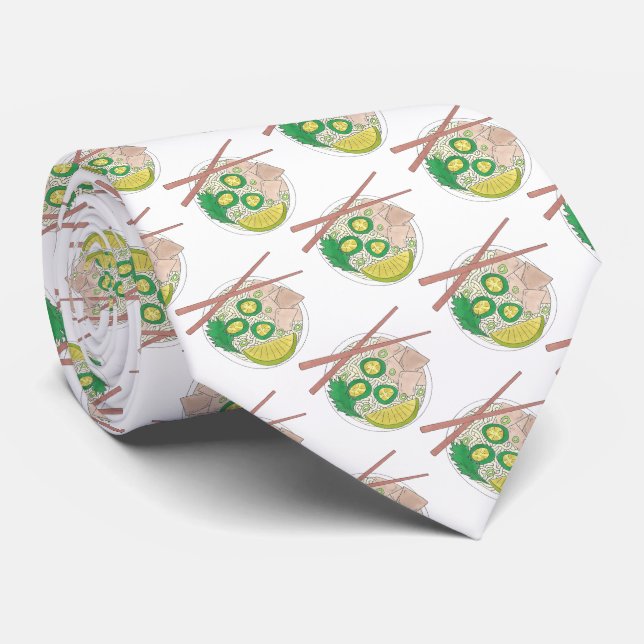 PHO Vietnamese Food Chicken Noodle Soup Chopsticks Tie (Rolled)