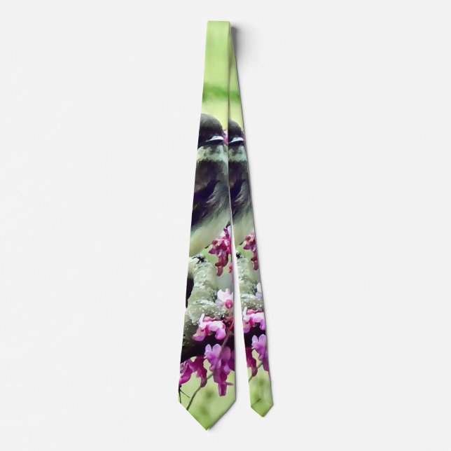 Phoebe in a Redbud Tree Tie (Front)