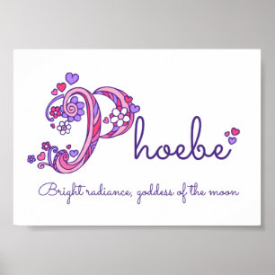 Phoebe initial P doodle heart art name meaning Poster