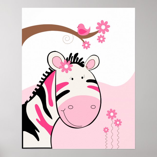 Phoebe's Zebra (black/pink) Poster Print (Front)