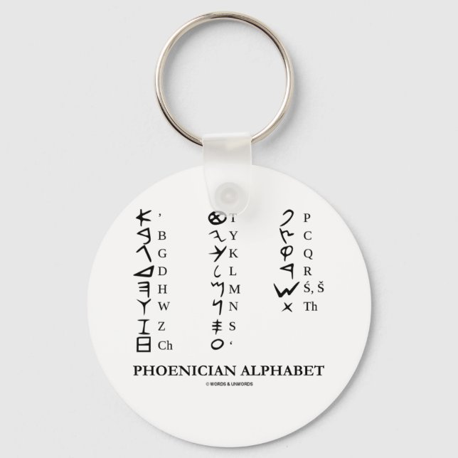 Phoenician Alphabet (Linguistics Cryptography) Key Ring (Front)