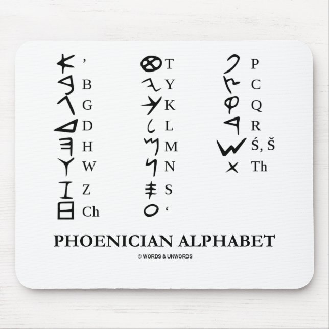 Phoenician Alphabet (Linguistics Cryptography) Mouse Pad (Front)