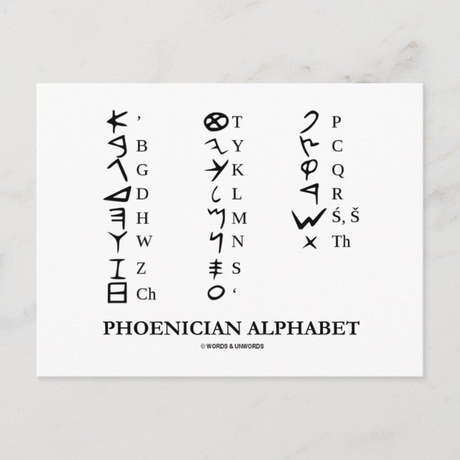 Phoenician Alphabet (Linguistics Cryptography) Postcard (Front)