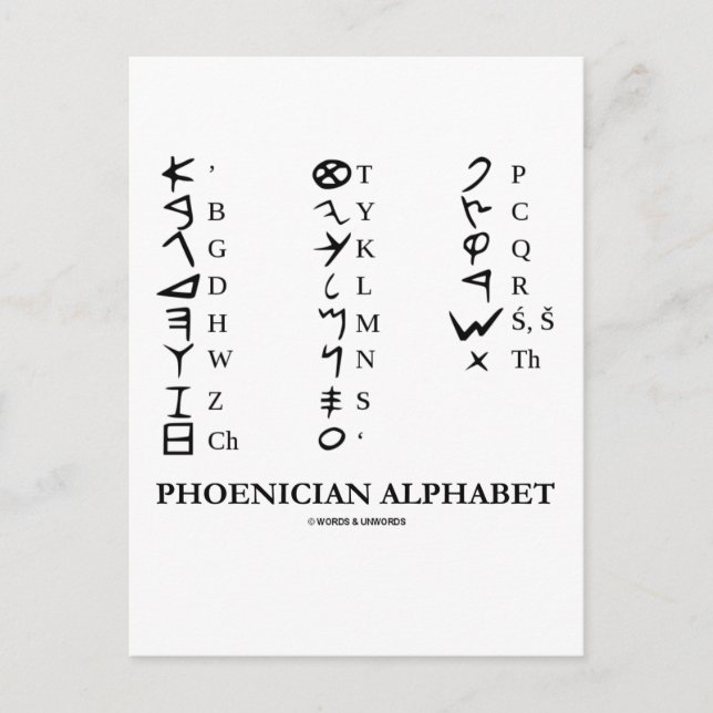 Phoenician Alphabet (Linguistics Cryptography) Postcard (Front)