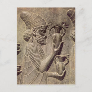 Phoenician carrying two offering, detail relief postcard