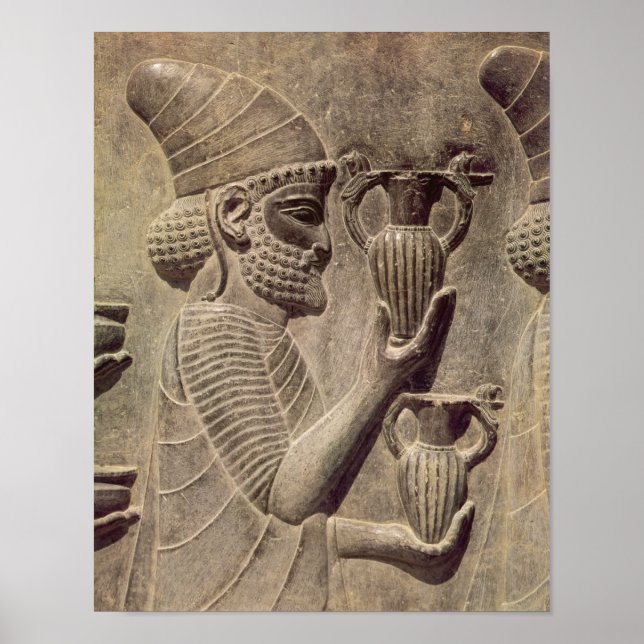 Phoenician carrying two offering, detail relief poster (Front)