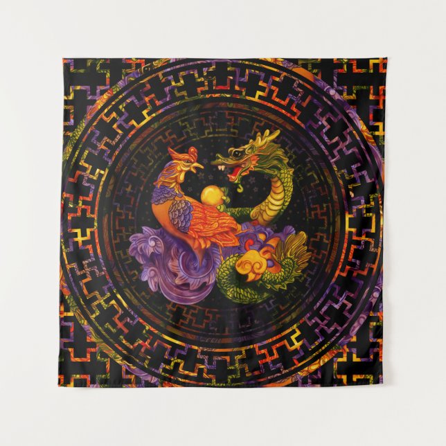Phoenix and Dragon - in color Tapestry (Front)